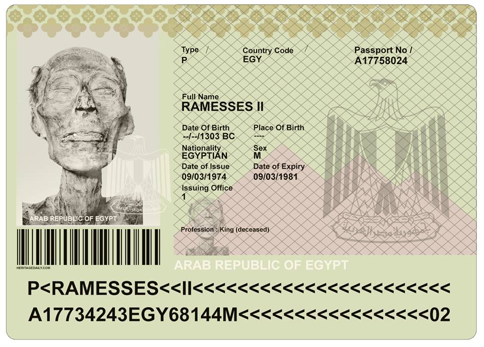 me muero cada vez que me acuerdo que tuvieron que hacerle un pasaporte a ramsés II para poder llevar la momia de egipto a francia