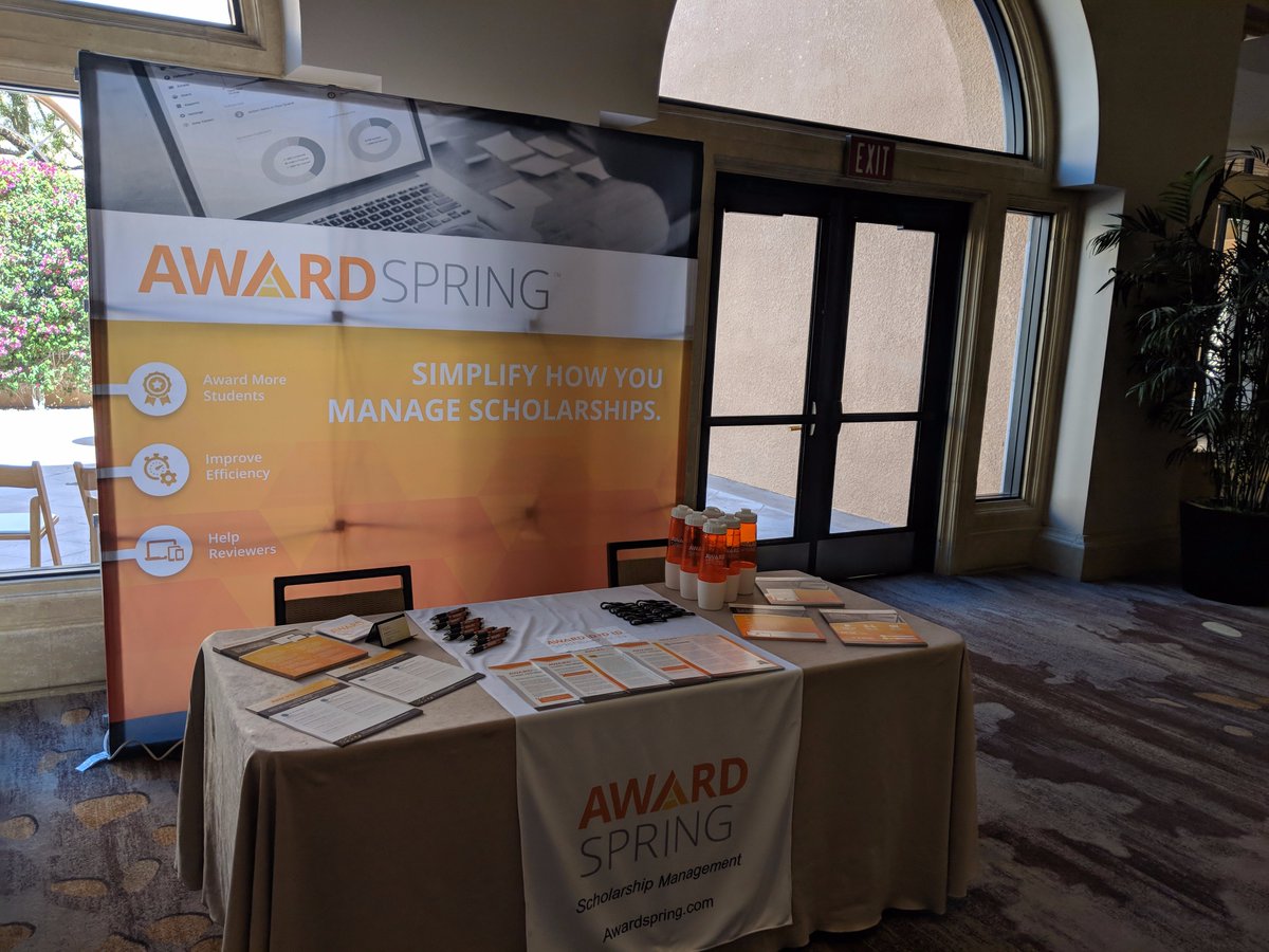 AwardSpring's tweet image. Check out our set up at #CASECC! Sunshine, warm breeze, and a more efficient award cycle are all waiting for you in Palm Springs at our booth.