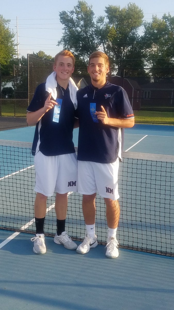 NMChargertennis's tweet image. Sectional champions! Matt Jackman and Jaxon Plant win 7-5, 6-3 against South Putnam #SamStrong