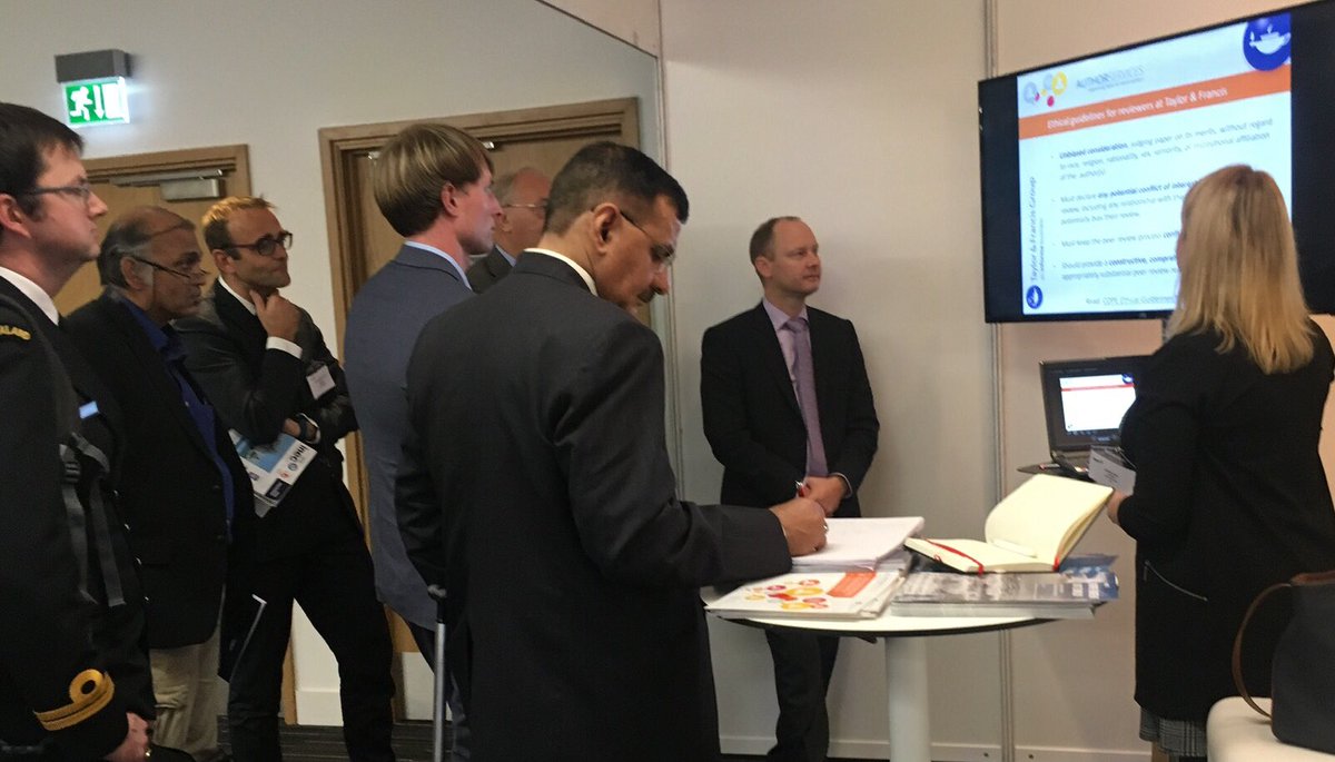 Naval_IMarEST's tweet photo. The @IMarEST Journal workshops got underway at @tandfonline stand during #INEC2018 #iSCSS2018 scheduled on day 2 & 3 Exhibition hall led by Shelley Allen, Taylor & Francis UK for those interested in becoming a reviewer or steps to getting published https://t.co/YBYnh8Zrfo https://t.co/grU8kqXDVn