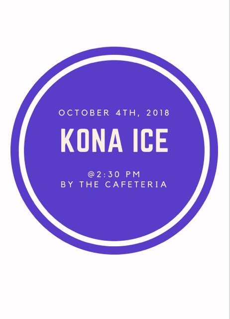 Kona ice will be here TOMORROW in the cafeteria!!❄️🍧