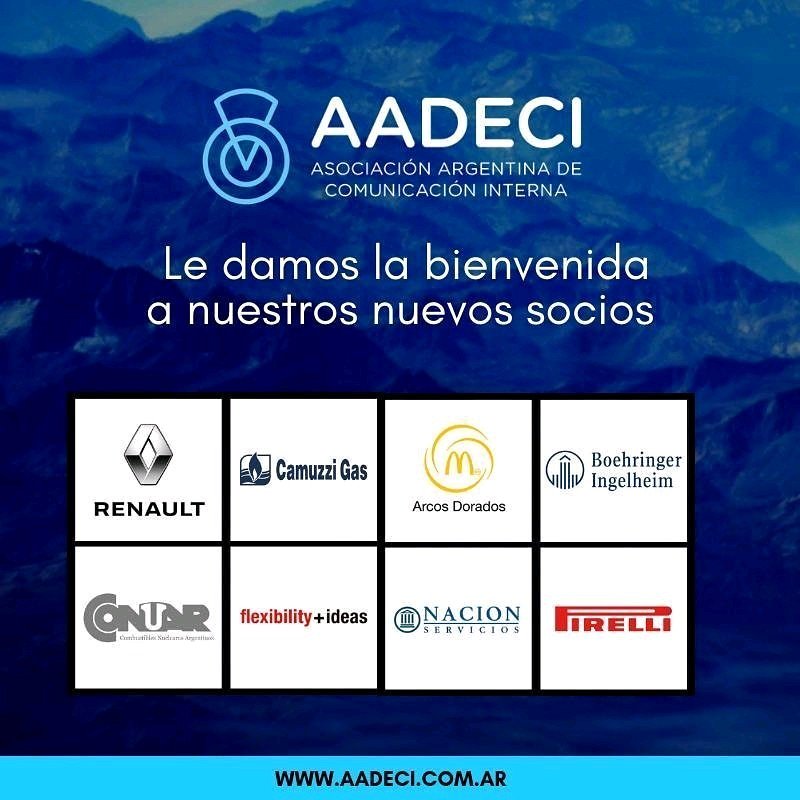 AAdeCI's tweet photo. 🚀Le damos la bienvenida a los nuevos socios de la Asociación Argentina de #ComunicaciónInterna (Comisión RCI). 
.
😀SI querés saber cómo ser parte, visita: https://t.co/GKfNHOSS1I 
.
⭐Sumate a la mayor red de comunicadores internas de la Argentina! https://t.co/eUqoFhhj2B