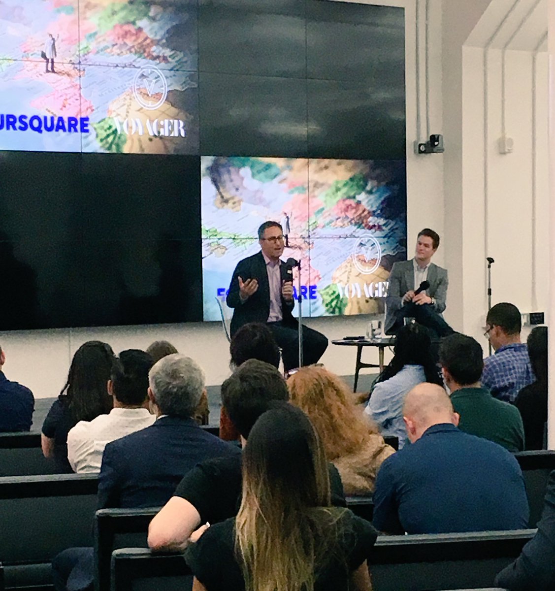 “I like to #travel, so I guess I’ll start a #travelstartup!” Great start to our Fireside Chat with @Foursquare CEO @JeffGlueck!
