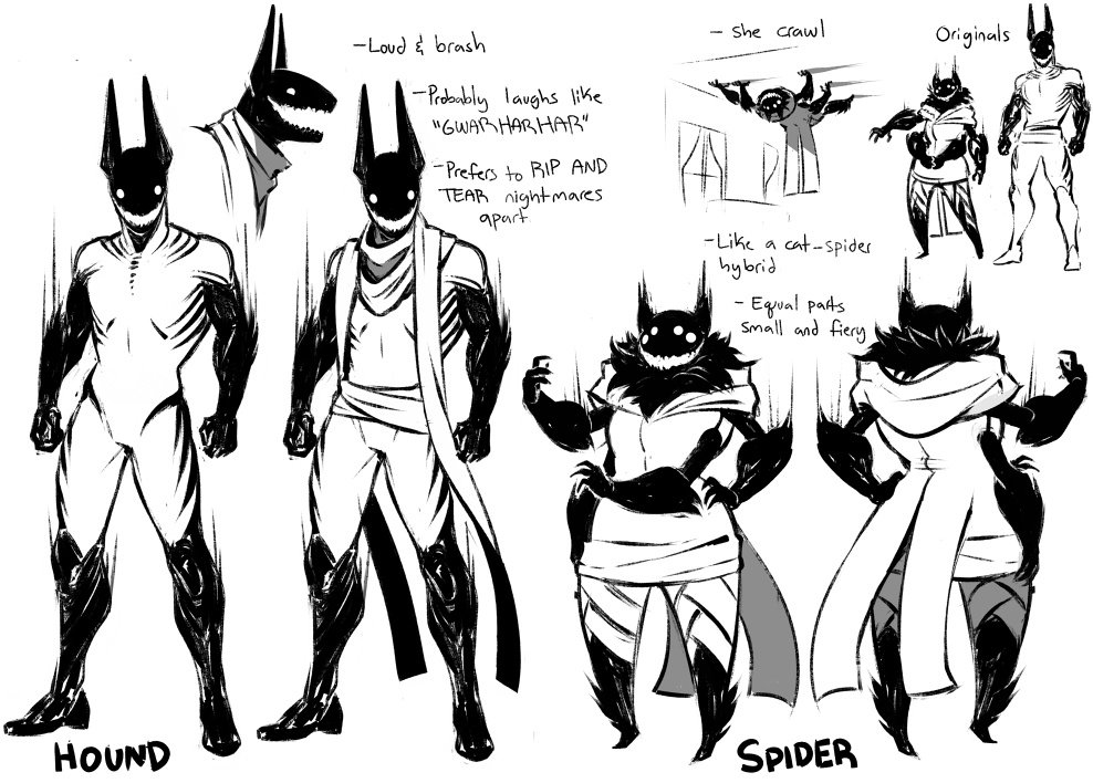 some character ideas revolving around nightmares that have reformed themselves and now fight other nastier nightmares to keep people safe 