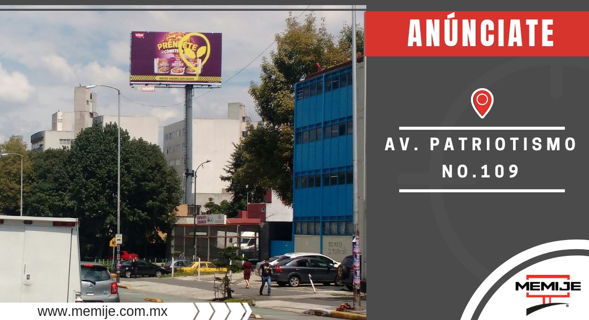 MemijeMx's tweet photo. ¡Contamos con las mejores ubicaciones!

Te anunciamos en Patriotismo.
Conoce más en: https://t.co/JhCPRRL8j5

#MemijeAnuncia #ImpactaconMemije #SitiosEspectaculares https://t.co/1NB9QoyhSQ