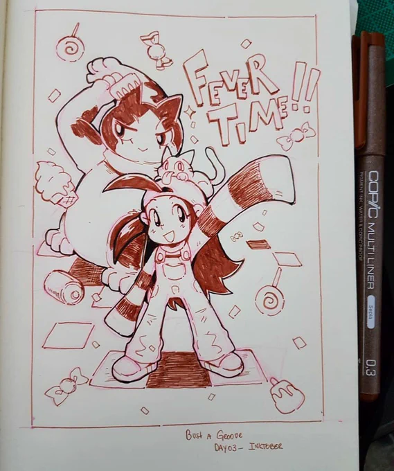 #inktober Day 03: Bust-a-Groove! My first rhythm game ever (^∇^) 
