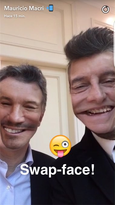 Cuando Snapchat supera (o reemplaza) la cultura política ¿nos reímos o lloramos? Nuestro "Presidente Pop" tiene más cooltura, glamour y redes que Lali y Tini juntas. Vamos Argentina...? #MacriFeatTinelli #RPStory18
