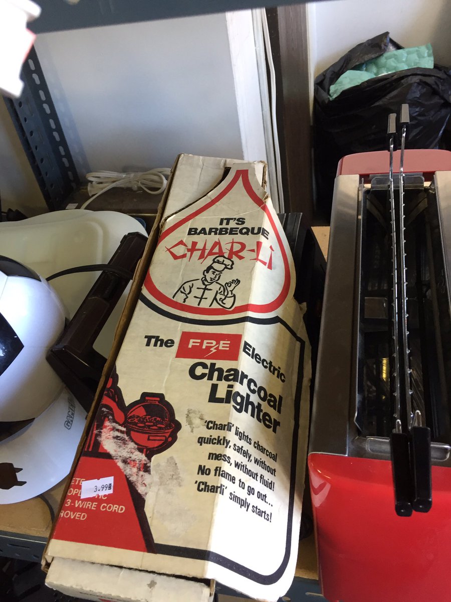 Shmoopkitty's tweet image. Slightly racist small town thrift store find. It’s barbecue Char-li!! 🤔#fortmacleod #southernalberta