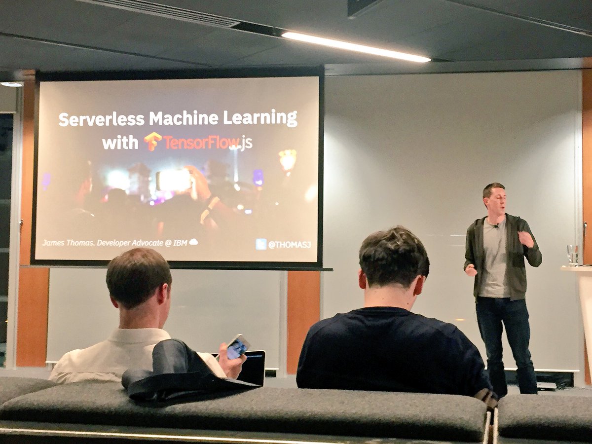 EleanorHaproff's tweet image. Hearing all about how @thomasj built a facial recognition twitter app using TensorFlow.js in Node at #serverlessldn