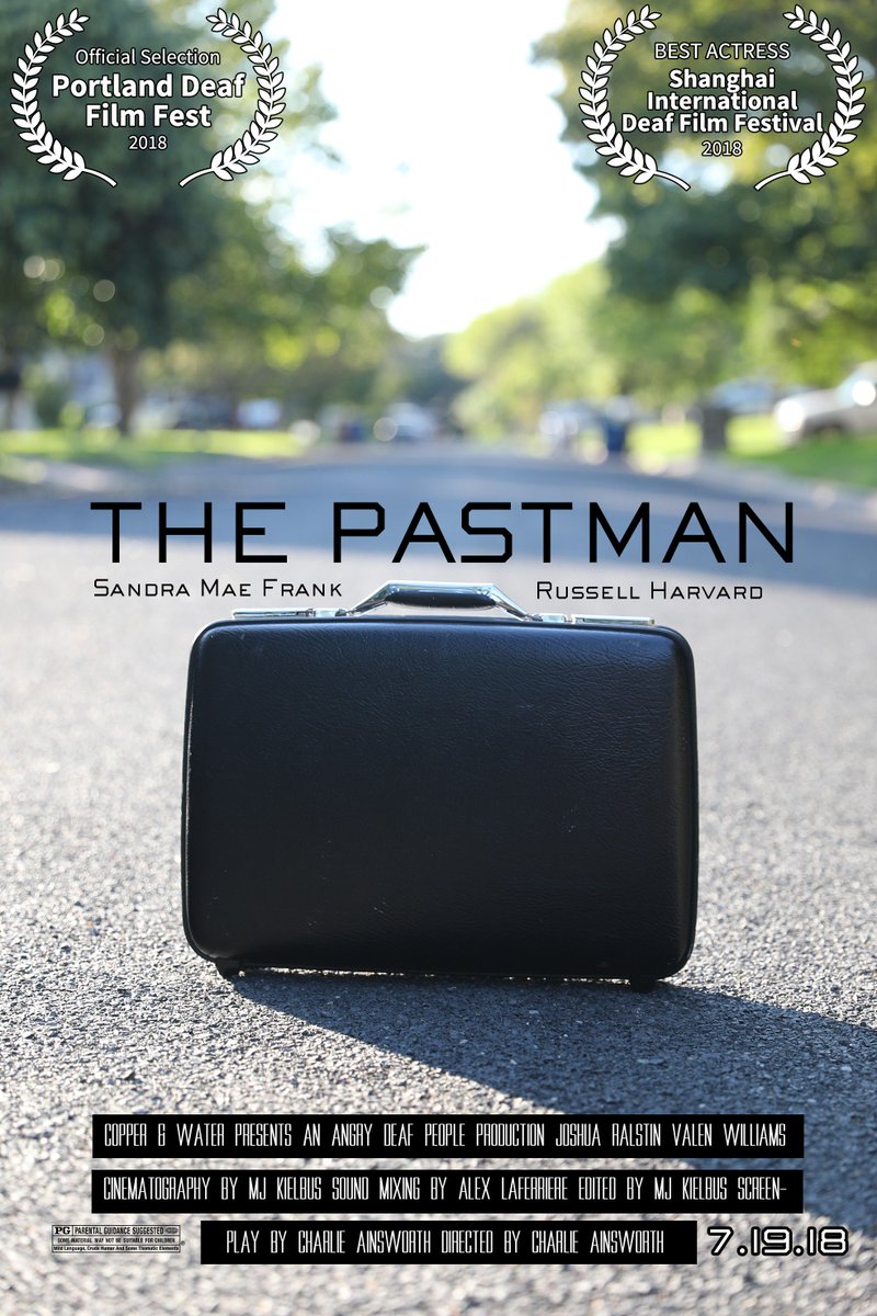 copperandwater's tweet image. If you're in Oregon this weekend, be sure to check out our short film, "The Pastman" at the Portland Deaf Film Fest on Sat! It's been officially selected for #PDFF and we are excited to share it with you all! @CaptAinsworth from @AngryDeafPeople will be there to answer your qqs!
