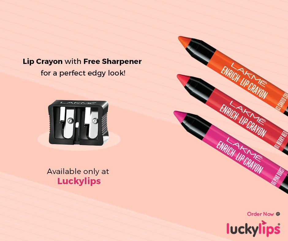 luckylips_in's tweet photo. The Lakme Enrich Lip Crayon with sharpener is back in Stock!

Get the edgy and matte finish look with this lip color which has a soft texture with a rich blend of olive and jojoba oil

Shop: https://t.co/tqunxlsl4x

#Lakme #LipColor #LipCrayon #Makeup #Cosmetics #Beauty #SkinCare https://t.co/dCf1XSMwNr