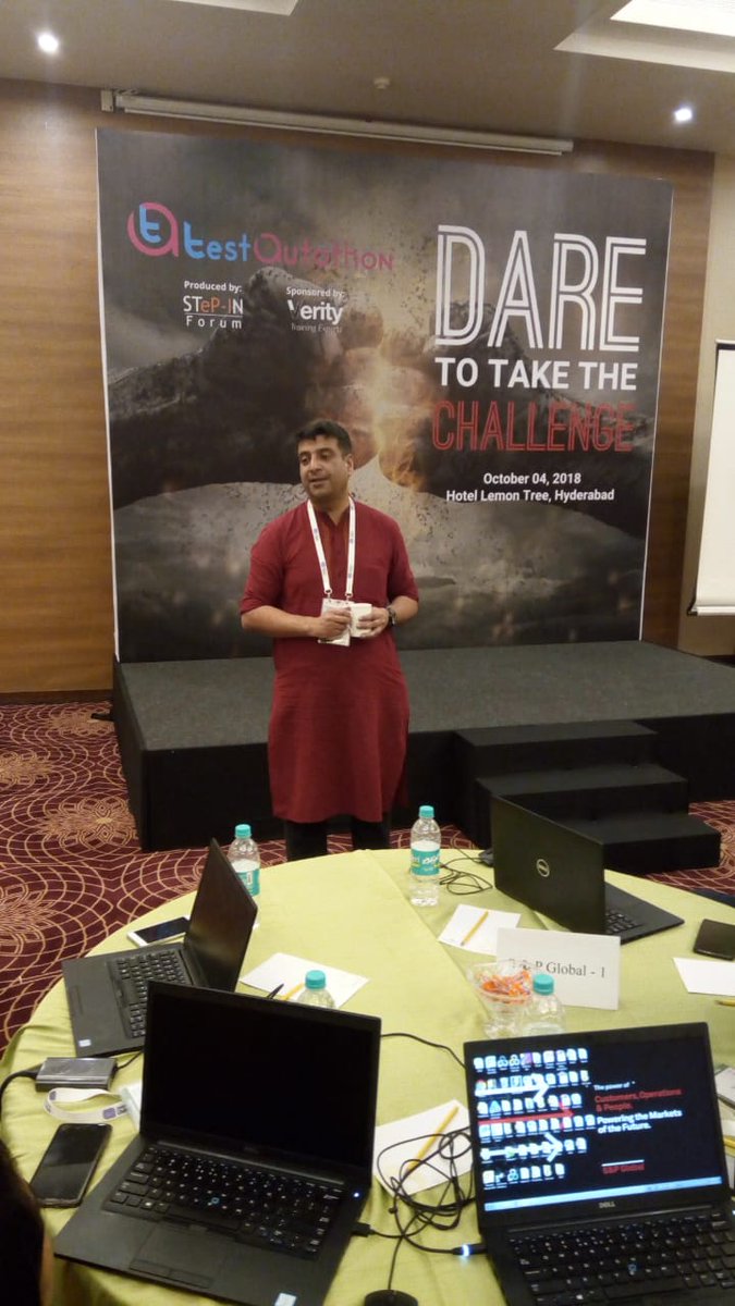 stepin_forum's tweet photo. Rahul Verma briefing the participants before the battle begins.
#TestAutothon2018 #hyderabad https://t.co/oBQ89t7IOK