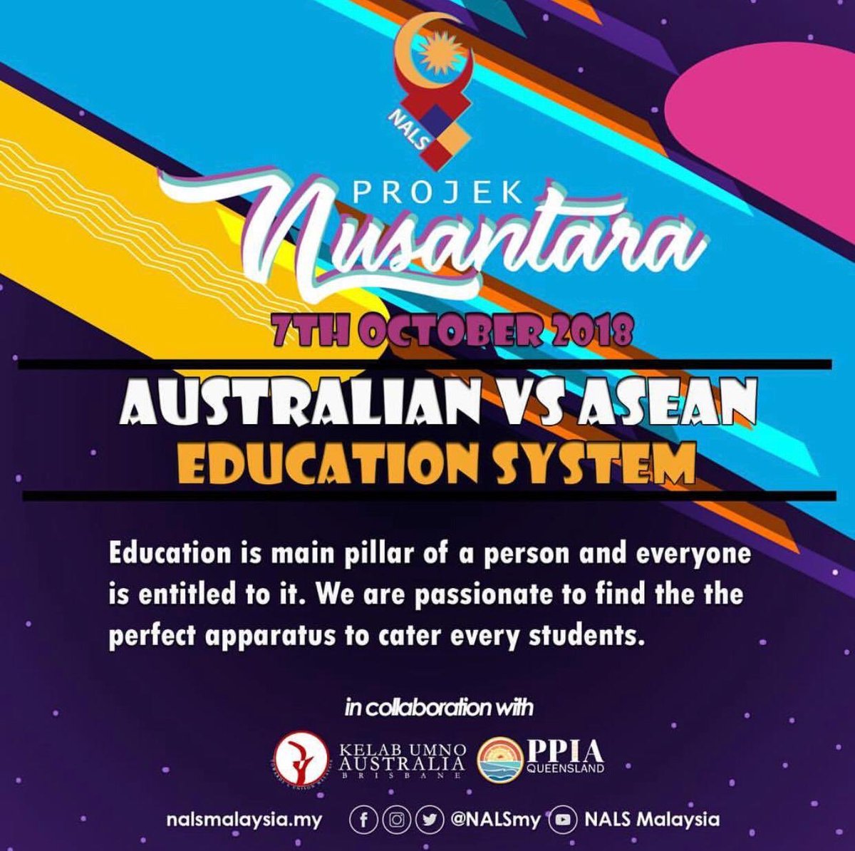 HAKIMBrisbane's tweet photo. As part of Nusantara Project, KUA Brisbane and PPIA QLD is 
proudly bringing you, NALS Global Series 2018 (National Aspiration and Leadership Summit) ; a forum program in which youths come together and discuss critical issues.@kuabrisbane 

 Register here:
https://t.co/K29vtXLSrT https://t.co/7kOxFOKZUB