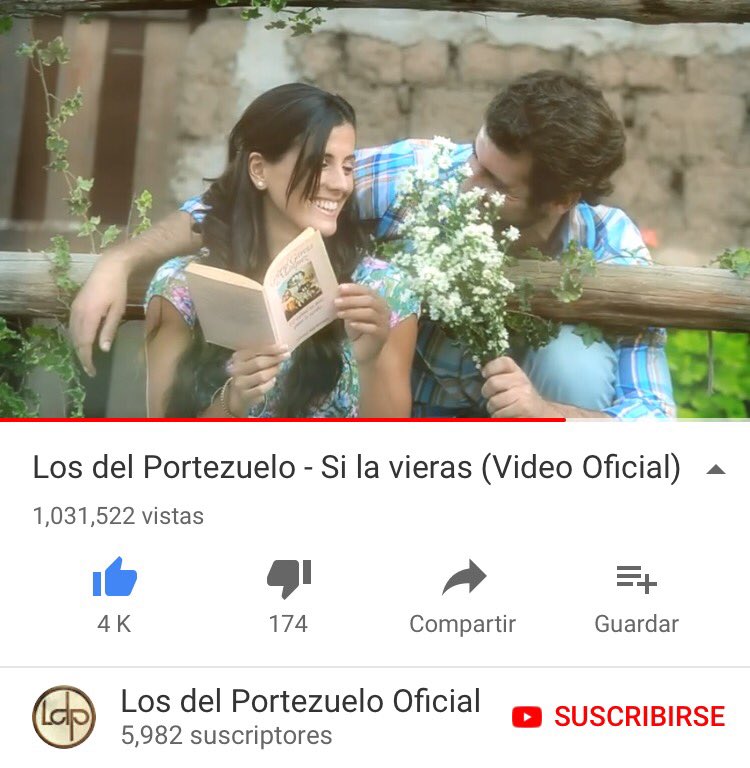 ldportezuelo's tweet photo. ¡Muy contentos! “SI LA VIERAS” superó el 1.000.000 de reproducciones en YouTube !! https://t.co/YCYAPFp1JA