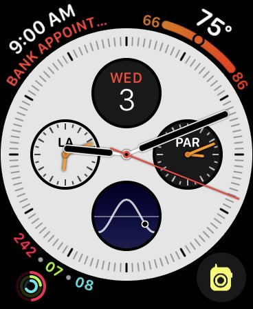 AVLinsider's tweet photo. @daringfireball Most of my beef is with the complications, not so much the faces themselves. I have settled on Infograph (I always wanted an analog option w/ more complications), but miss some of my “old” complications like Messages https://t.co/QmPGr72TSh