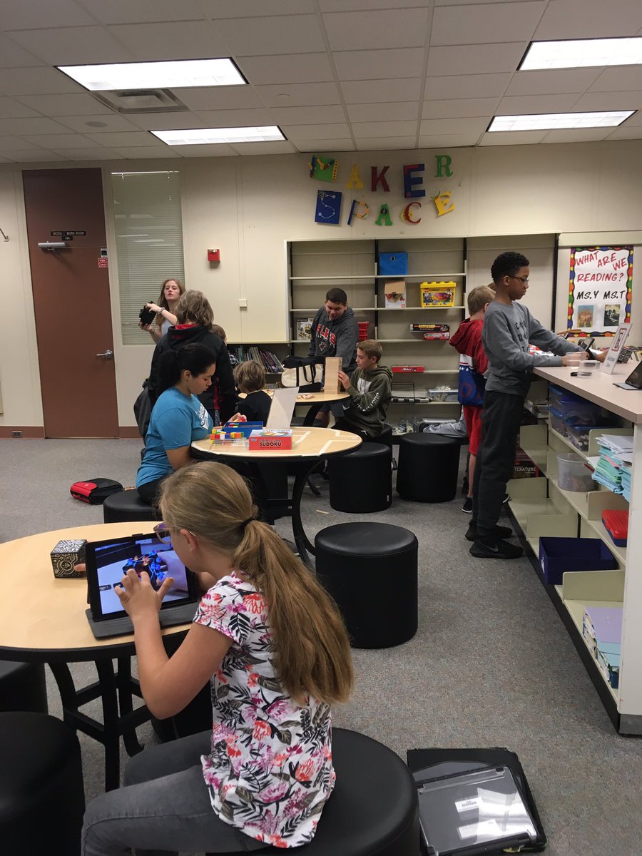 LoriYerb's tweet image. When your homework is done and you still have 25 minutes of study hall...a little VR exploration, some robot building, coding, brain games, Keva construction. The @ElkRiverVMS #makerspace was busy this morning. #aworkinprogress #unstructuredlearning