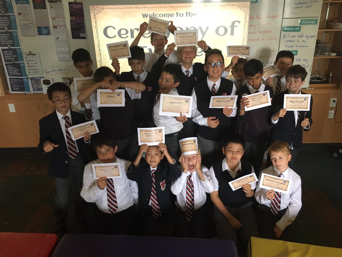 StGeorgesGrade6's tweet photo. #6JD & #6GG were feeling “apprehensive” as they underwent the Ceremony of Twelve. Can you tell who is happy with their role? Tomorrow, it’s #6ER & #6MA’s turn... #TheGiver https://t.co/YDB9lWV0T3
