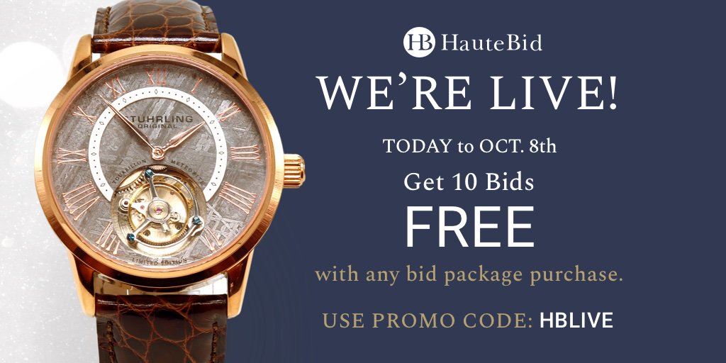 HauteBid's tweet photo. The #HauteBid website is LIVE. Sign up now and grab extra bids. Check out our stunning #Stuhrling #Tourbillon. Don't miss out. https://t.co/EcrxQsr6Mx
