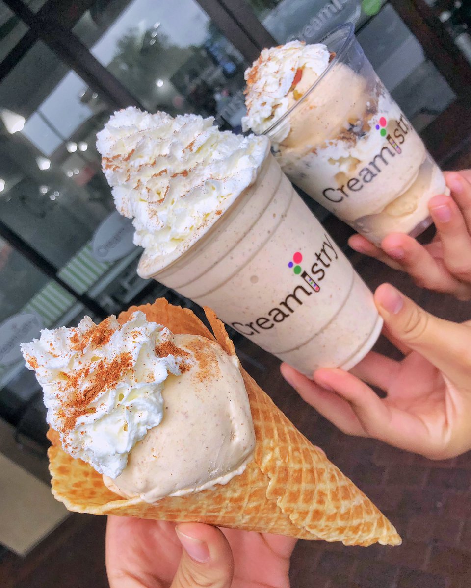 CreamistryInc's tweet photo. Fall is here and so is our Fall flavor! 🍂 Come try our Pumpkin Spice ice cream STARTING TODAY with whipped cream and a dusting of pumpkin spice! 🎃 We can’t wait for you to fall for our new flavor! 😉🙌 #creamistry #pumpkinspice #pumpkin https://t.co/EmD6qsMcmr