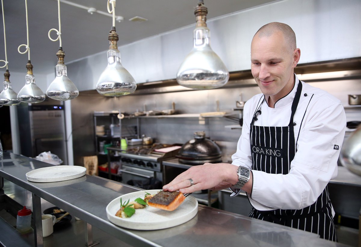 brookserene's tweet photo. The countdown begins to the @OraKingSalmonNZ awards in Nelson.  We all have our fingers and toes crossed for Antony Page, Executive Chef at The George.  #lovewhatyoudo #orakingawards #inspiredbyart https://t.co/LdIUxDBqJa