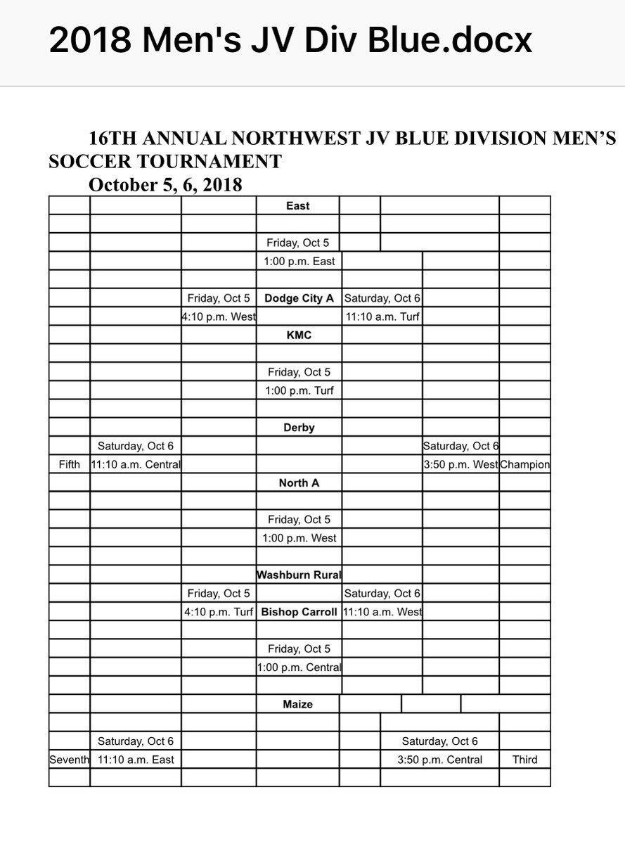 CWullschleger's tweet photo. NW JV &amp; C tournament brackets https://t.co/dYC85XanWm
