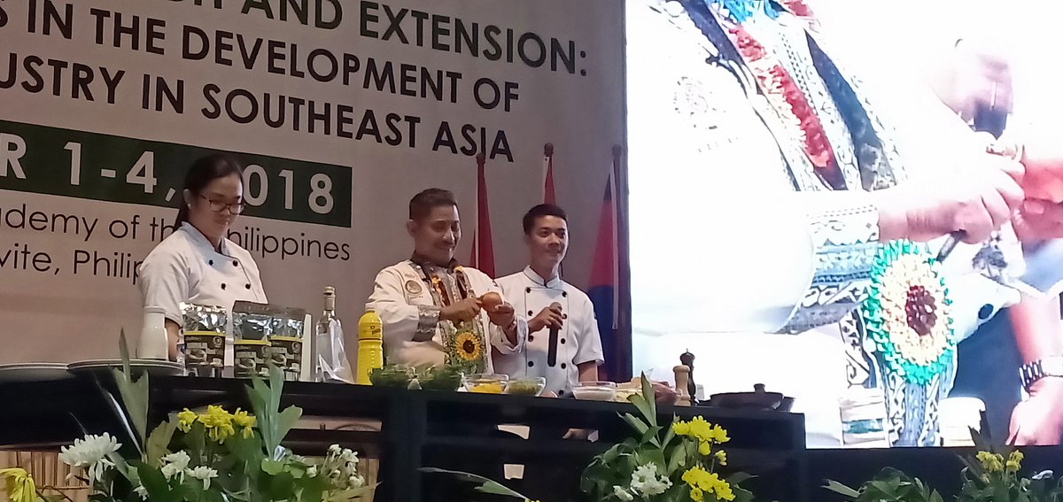 SEACEC1's tweet photo. Day 4: Chef Boy Logro with his skills demonstrations on coffee-based cooking. https://t.co/wc9ioLmoHI