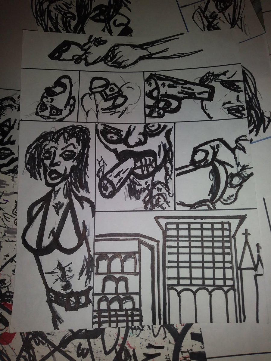 delusionalrap's tweet image. #ComicBook panels in the raw art stage... #SimpleWork #SW #Delusionalart #Sharpies
