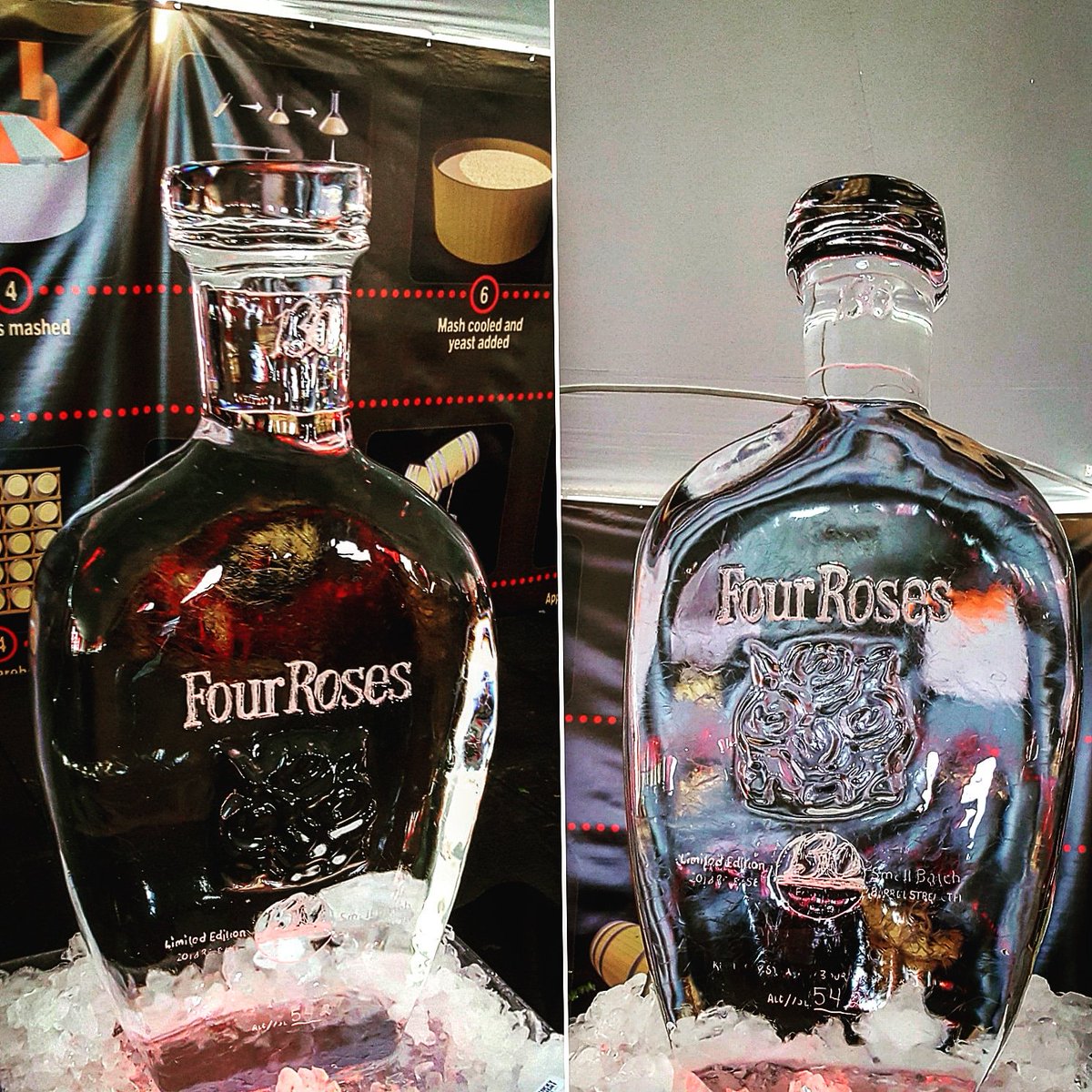 KYStraightIce's tweet photo. Incredible work from our partners @iceartkentucky. Happy #130th to @4RosesBourbon🥃⚘⚘⚘⚘🥃
#130thanniversary #fourroses #130cheers #fourrosesbourbon #fourrosesdistillery #bourbon #iceart #fourroseslimitededition #iceartkentucky #kystraightice #icesculptures #icesculpture https://t.co/48APm7g6b3