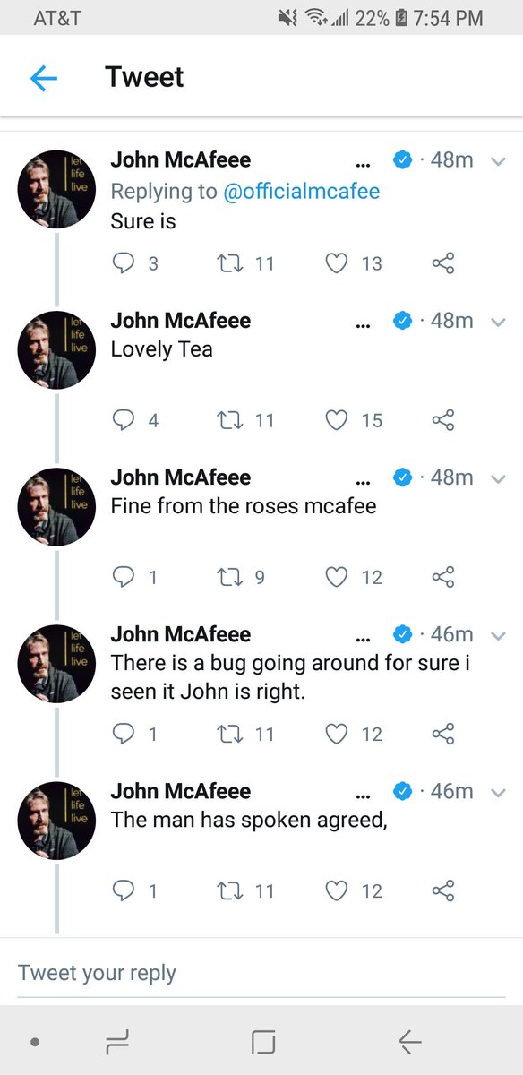 heytylerrose's tweet photo. Am I trippin or is this the "leading cybersecurity" man @officialmcafee getting caught up tryin to talk to his burner lol?? https://t.co/dc24VaVyGk