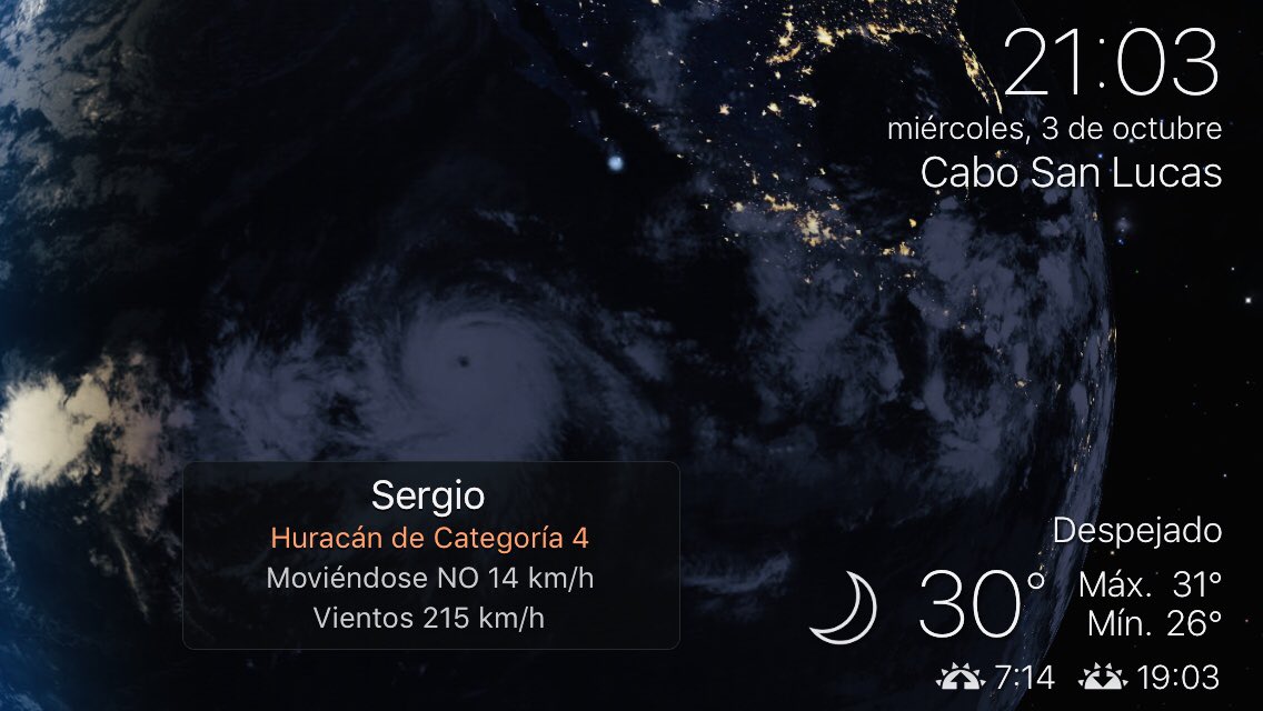 chematierra's tweet photo. ACTUALIZACIÓN:
#HuracánSergio
¡Huracán Mayor Cat 4!afortunadamente cada vez más lejos de México en el Océano Pacífico
•Vientos 215km/h
•1345km al SW de #BCSMex
Se mueve 14km/h hacia el NW
https://t.co/PN7emeupjL https://t.co/MZUb29riOD