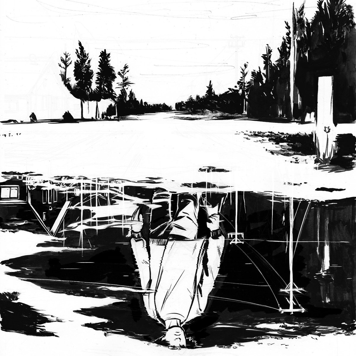 patrickwongart's tweet photo. Preview of my collaboration 'Sacred Trail' installation for art book week later this month. #deleter #raphaelkolinsky #patrickwongart #inking #inktober #graphicmemoir #artbookweek #illustration https://t.co/GpQ5XcSTWc