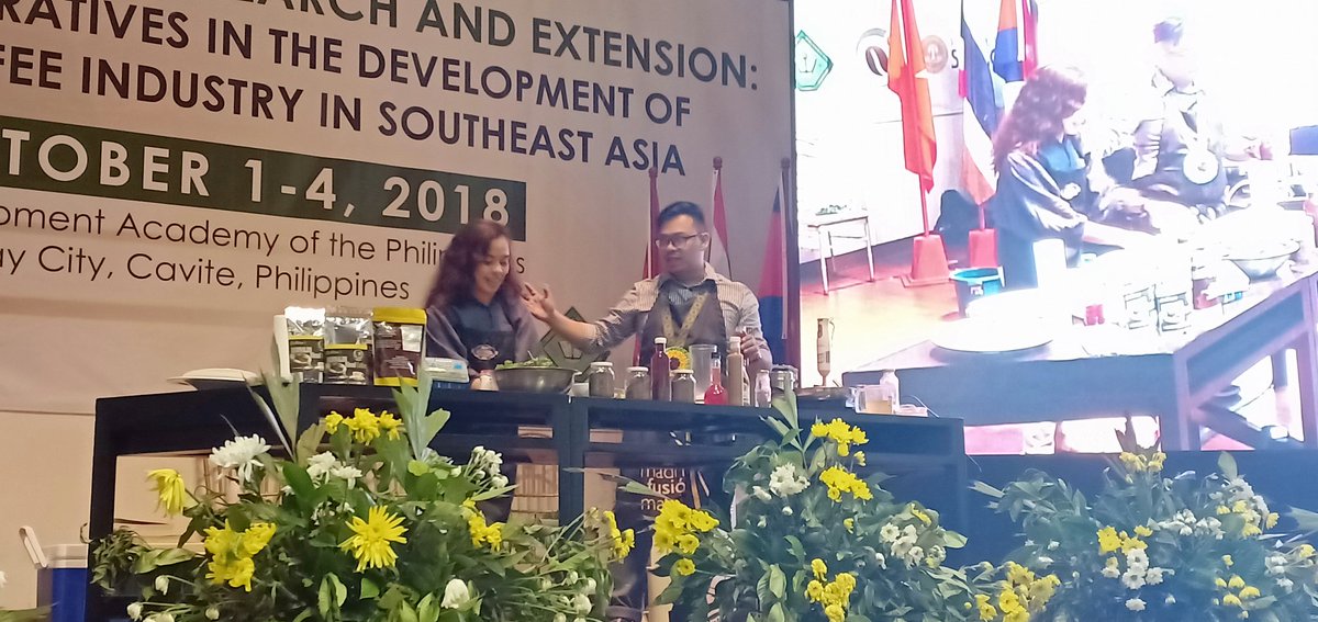 SEACEC1's tweet photo. Day 4: Mr. Richmond Victor Ejanda, R&amp;D Food Technologist, Properpack Asia Corporation with his skills demonstration on Coffee-Based Product Innovations. #SEACEC2018 https://t.co/4X7TKtN9ZJ