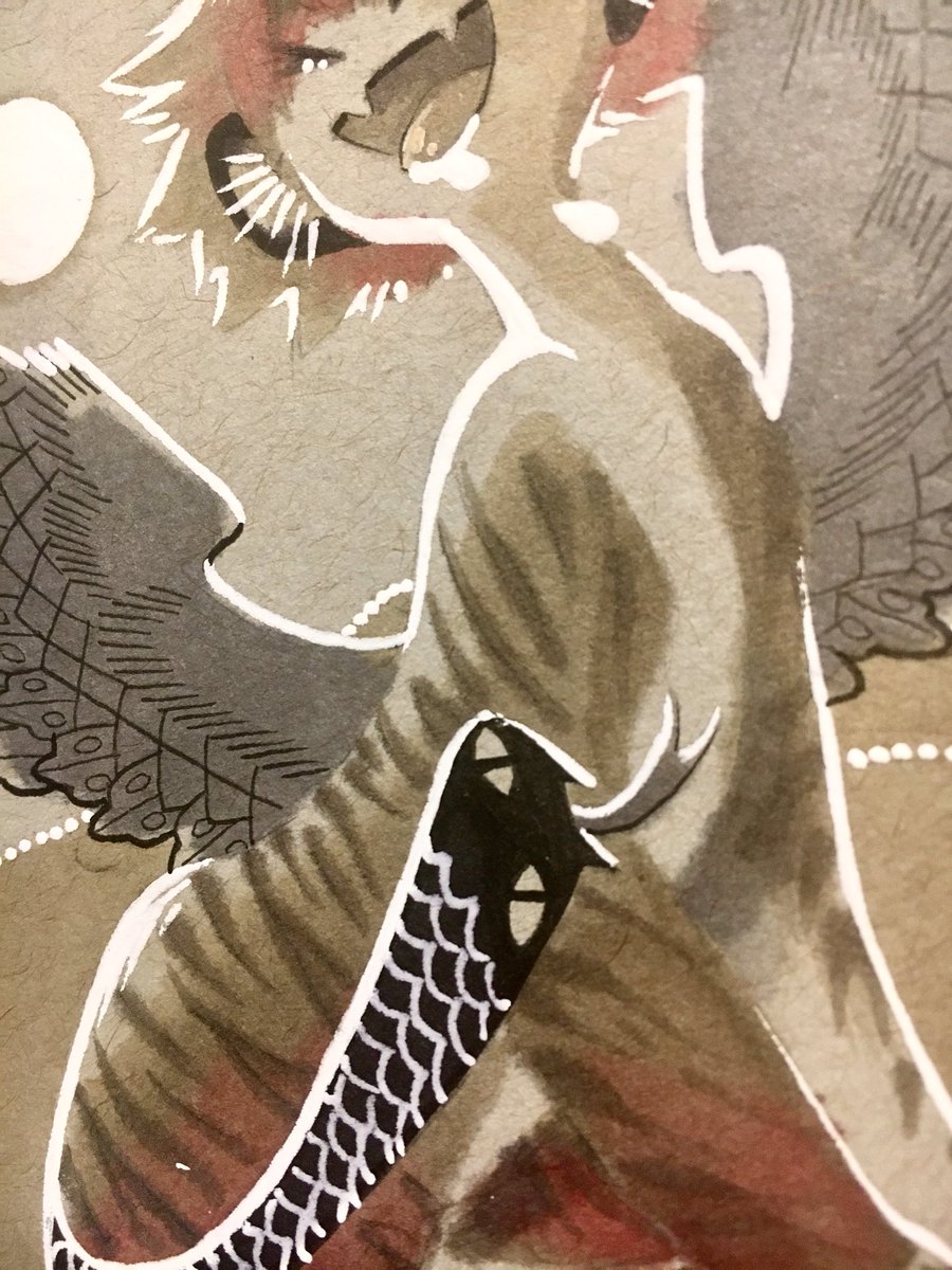 i finished today's inktober, but i'm going to miss the midnight mark bc i have to wait for the white ink to dry before i can scan it ???