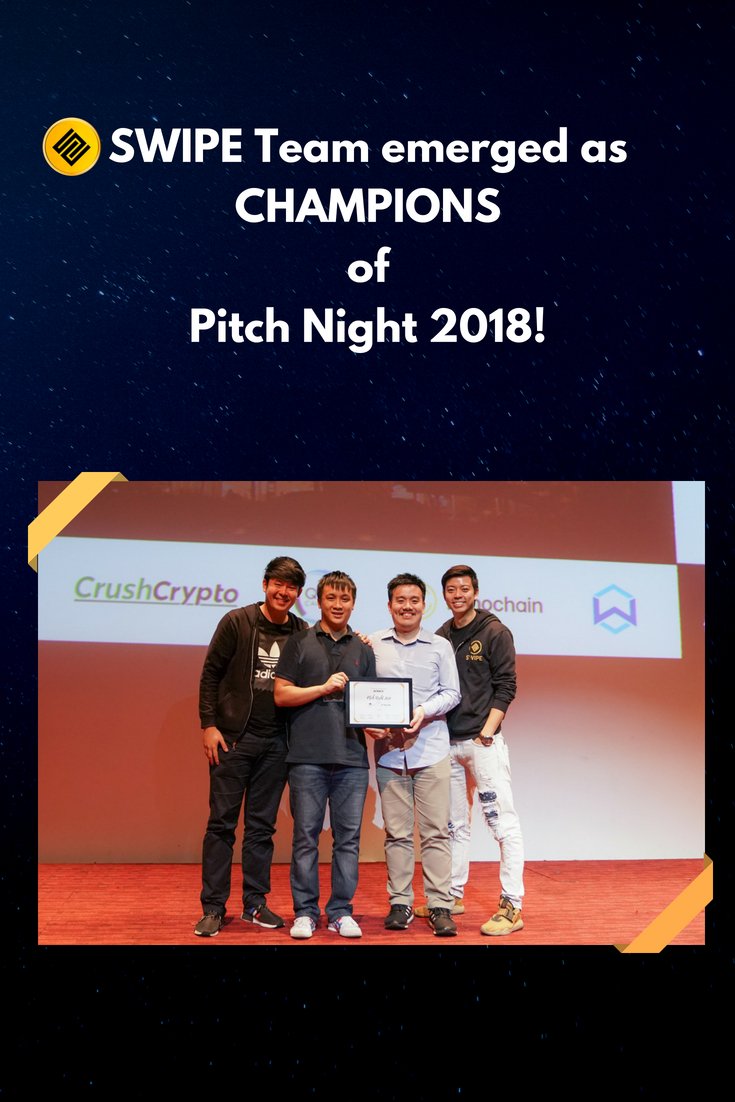 swipecrypto's tweet photo. It has been slightly over 2 weeks but we're still overjoyed for emerging as champions at Pitch Night 2018, organised by WhaleBlocks and @techinasia! All this wouldn't be possible without the everlasting support from our community and partners! 

Stay tuned for what's coming up! https://t.co/rjlTsJycDZ
