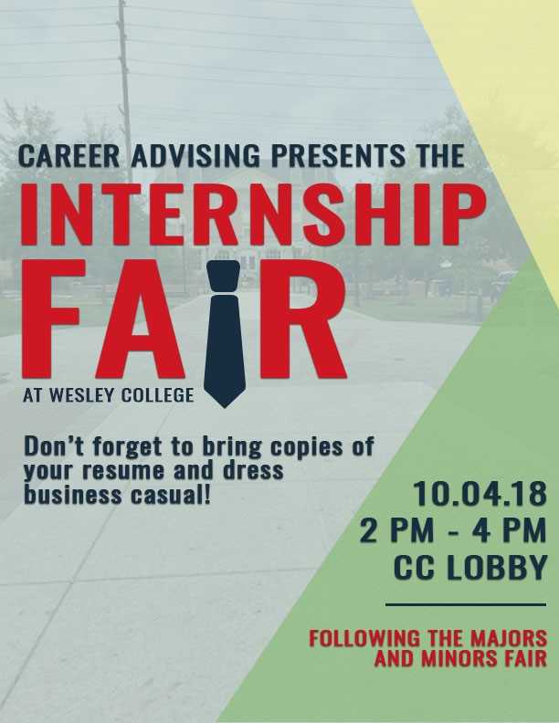 WesleyCollegeDE's tweet photo. Want to put your knowledge and skills to the test?  Looking to get a jump start in your future career?  Then come to the College Center and make a lasting impression at our Internship Fair! https://t.co/KMhV1ZDdmq