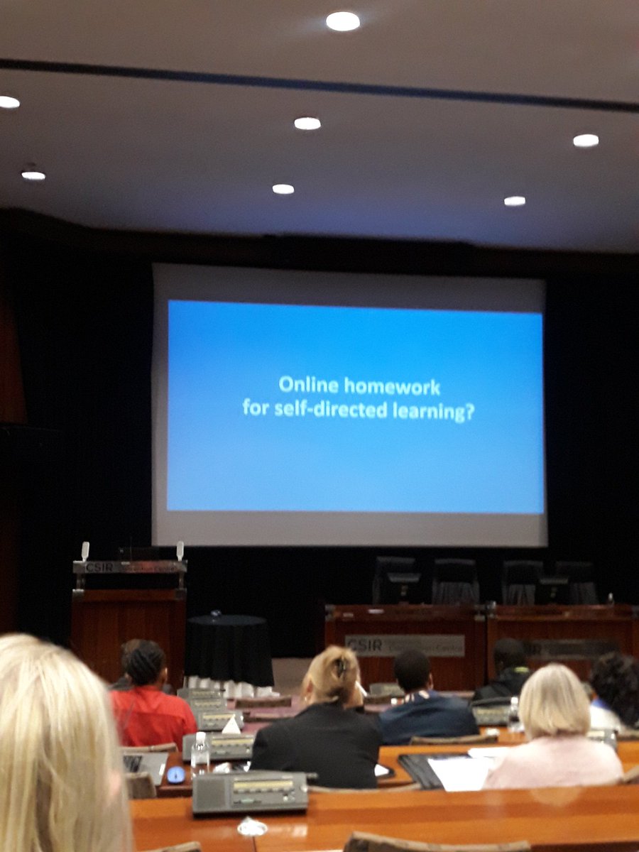 GenHaupt's tweet photo. "Using online homework system for fostering self-directed learning" by Harding, Wiggins, van der Hoof &amp; Conradie.  #flexiblefutures2018 https://t.co/WSy2S8UByc