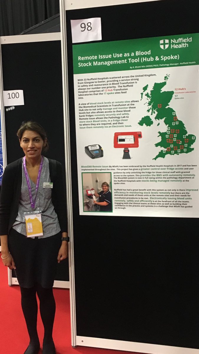 Fantastic Poster by Roopi Bhatti Nuffield Health’s National Pathology Blood Transfusion Lead, find out about Remote Issue Use as a Blood Stock Management Tool. @BritishBloodTS #BBTSBrighton #Blood360 @NuffieldHealth