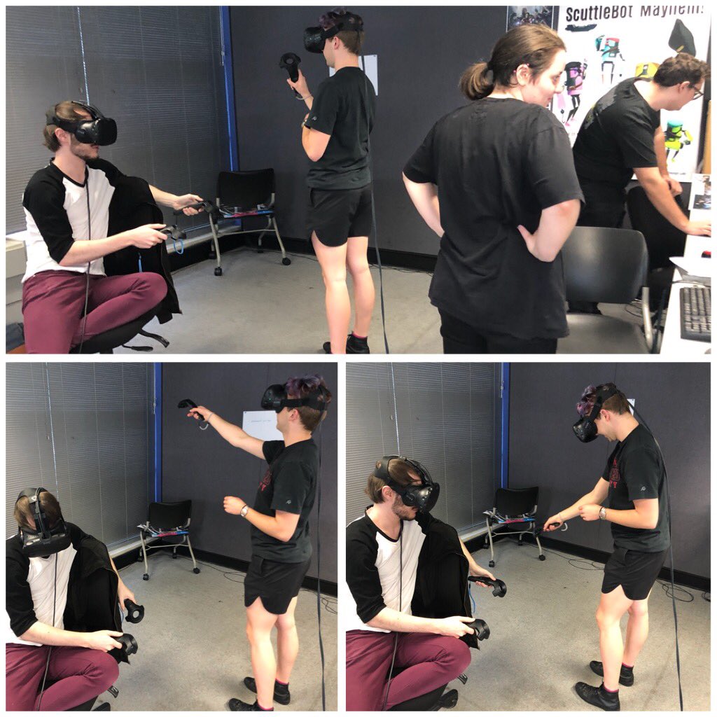 Testing multiple VR projects in the one @htcvive space can get tricky. So much to be excited about at @HubGamesAus right now! #VR4Good #HealthTech #VirtualMultiVerse