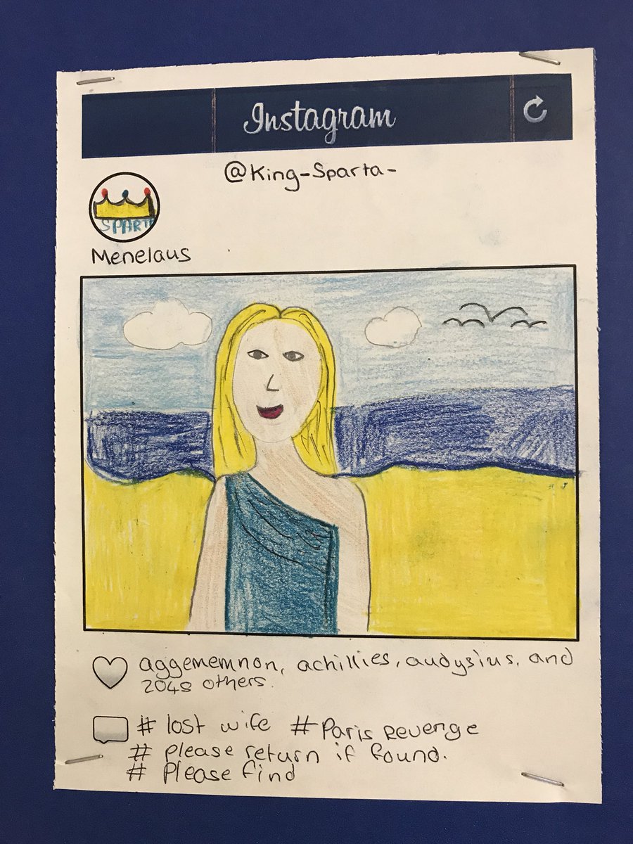 ThorngroveLatin's tweet photo. If the Ancient Greeks had Instagram... A retelling of the Trojan War - by Year 8 https://t.co/piETyqZkYr