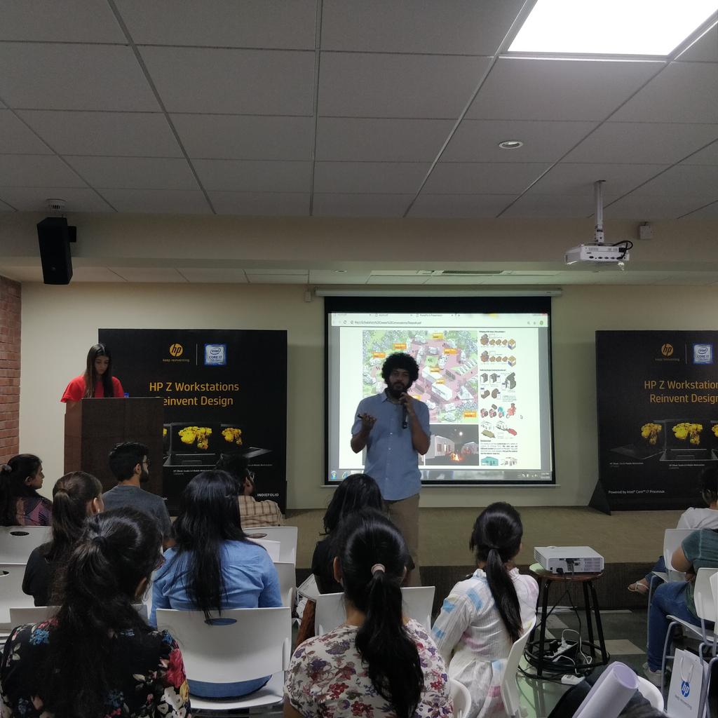 HPIndia's tweet photo. Reinvention demands creativity! Fellow innovators, @deepsang27 and Sayon Chatterjee went live at HP and @IndieFolio #ReinventDesign to instigate the creators of tomorrow @iiad_design! https://t.co/tWjYEVaTFT