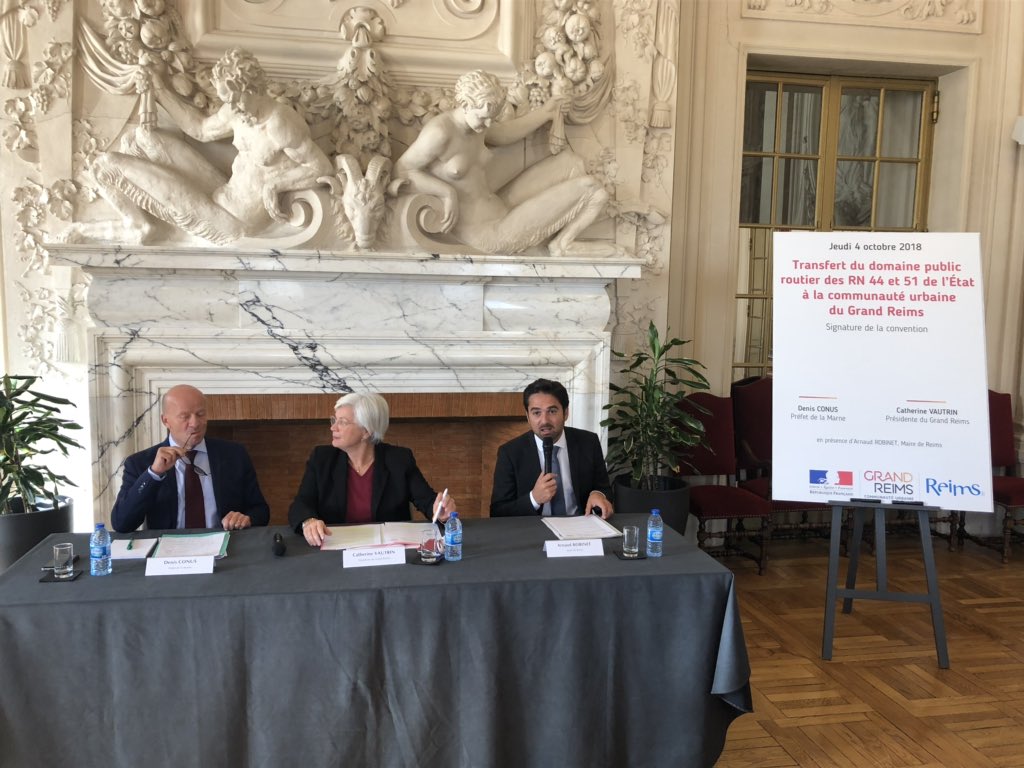 martbonne's tweet photo. Transfert du domaine des RN 44 et 51 de l’Etat vers le @GrandReims au terme d’une longue négociation. Deux axes majeurs de la @VilledeReims sont ainsi rétrocédés et seront rénovés avec une participation de 5,9M€ de l’Etat #PontdeWitry #PlaceGouraud #bdDiancourt #bdVasnier https://t.co/ahuTAgXLkn