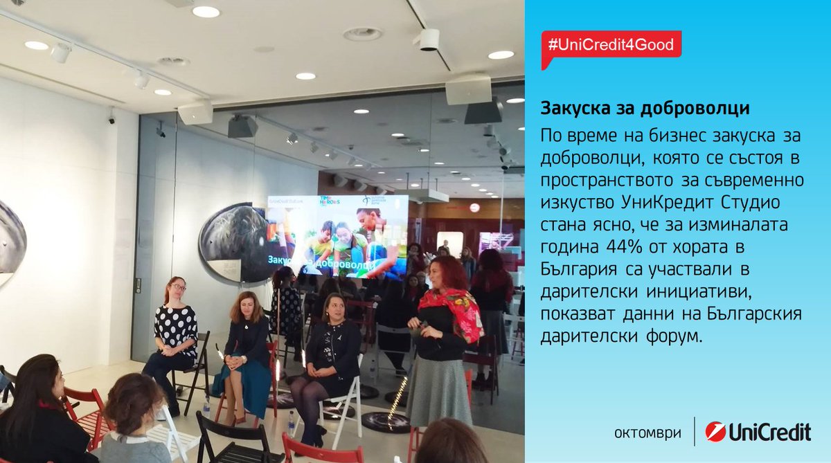 UniCreditBG's tweet photo. Защо е важно да помагаме и да даряваме време, труд и внимание, бяха сред основните теми, които се дискутираха по време на закуската за доброволци, организирана съвместно с Български дарителски форум @UniCreditBG @TimeHeroesOrg и @TELUSBG #zapali #UniCredit4Good 💙 https://t.co/I055rXdOR9