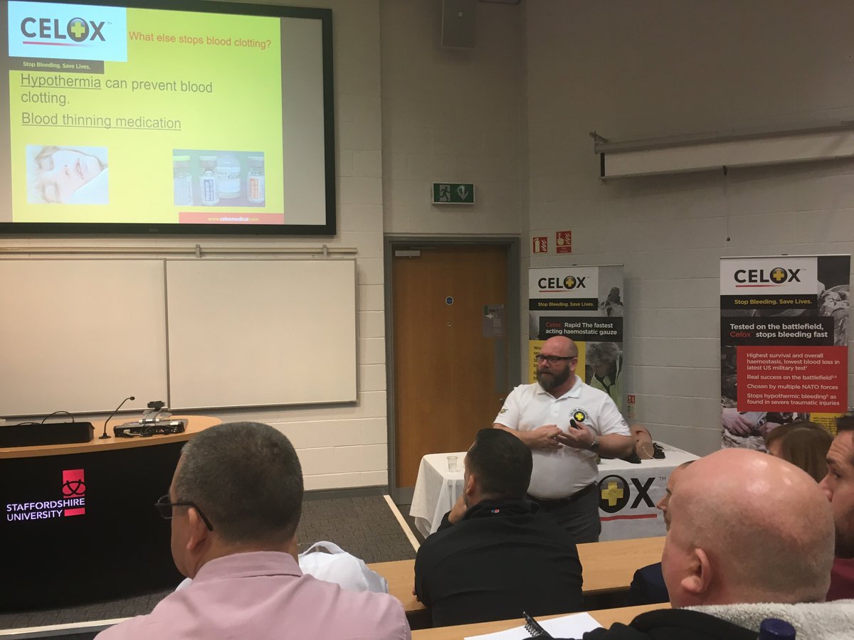 CeloxMedical's tweet photo. Great turn out today at @StaffsUni for our #celoxacademy haemorrhage control course! #celox #tourniquets #directpressure #stopthebleed #medic #firstaid #hemcon #firstresponder #nhs #paramedic https://t.co/yZyY3bMueS