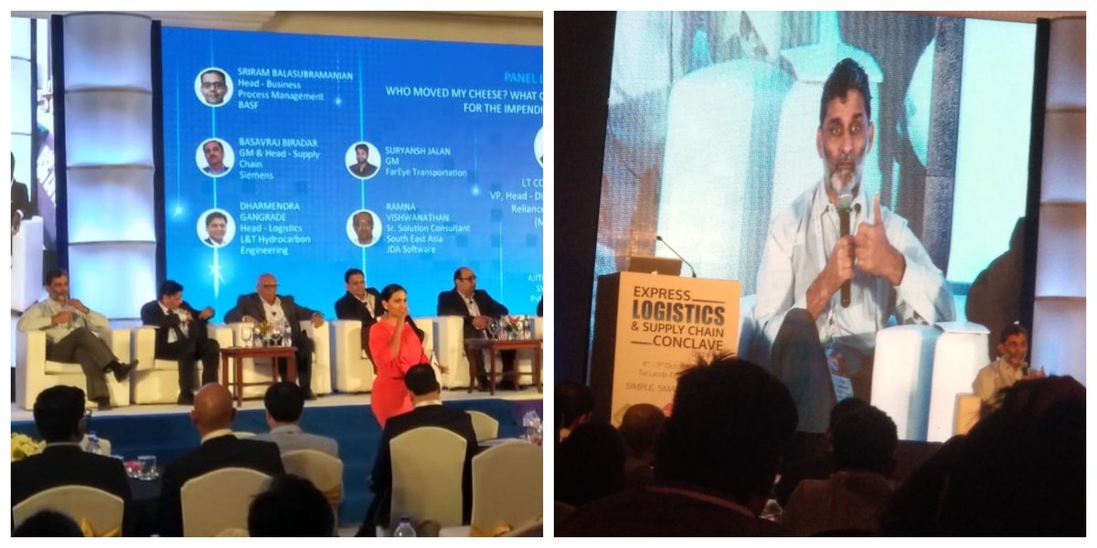 RamcoLogistics's tweet photo. @sabharwal_naval, Head – #Logistics addressing the audience at the Express Logistics &amp; Supply Chain Conclave in #Mumbai. 
Come meet us and explore how you can get real-time visibility of your #inventory, #warehousing capacity or vehicle utilization. #3PL https://t.co/pKqM4XNEdE