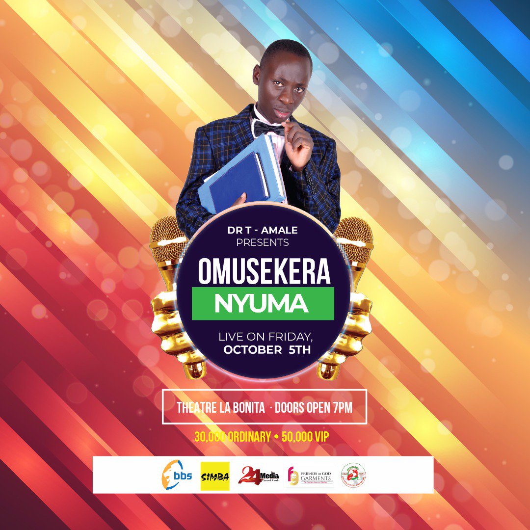 ComedyStoreUG's tweet photo. Hello..
@DrT_amale is arguably one of the most creative and talented comedians in uganda. We're excited to inform you that he'll be presenting his maiden one man show dubbed  #OmusekeraNyuma05thOct this Friday at Theatre Labonita. 

Let's go and support him tomorrow. Excited too? https://t.co/8QZWw5JnY9