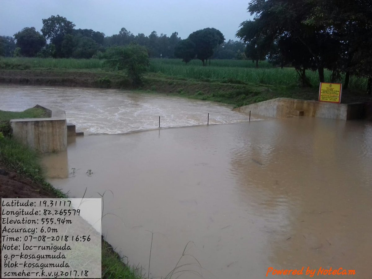 Check Dam constructed under RKVY during 2017 – 18 in Nabarangpur District, Kosagumuda Block, Runiguda Village, Bajragada MWS, with an expenditure of Rs. 15 Lakhs, provides irrigation to 14 Ha. for 16 farmers.