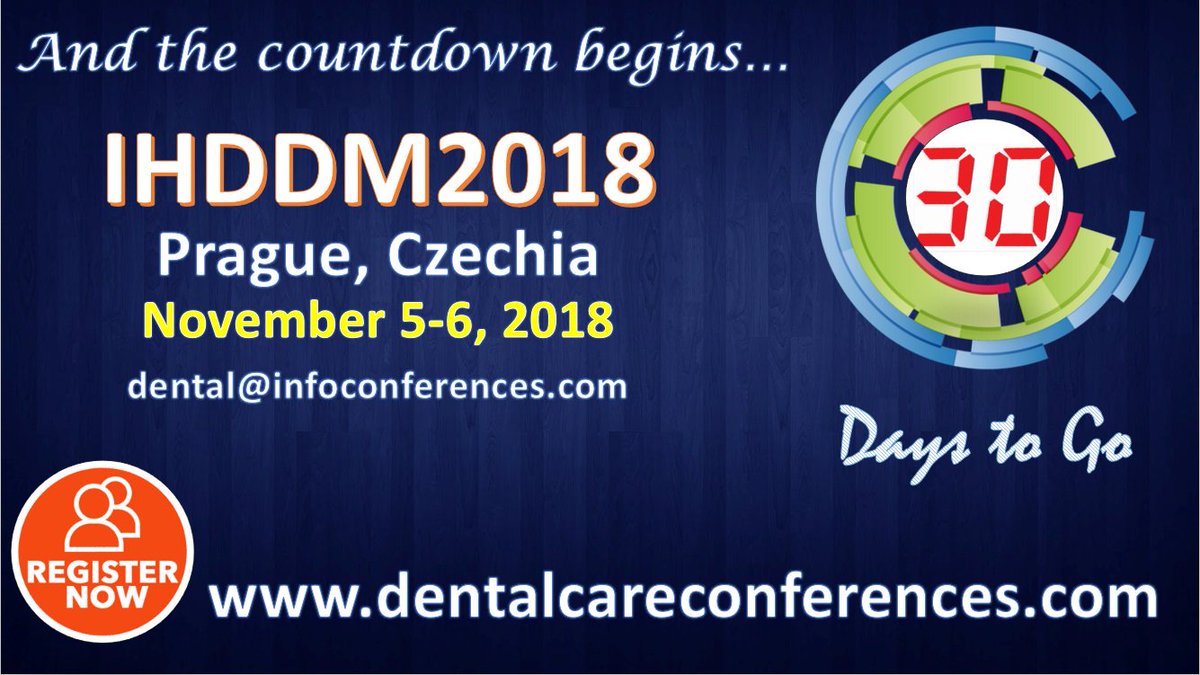 #Speaker &amp; #delegate #slot available at #IHDDM2018 #Conference on #Holistic #medicine &amp; #Oral #Health in #Prague #Czechia #Europe during #November 5-6, #Submit ur #abstract &amp; #book your #seat #Teeth #Tooth #Dental #Dentist #Dentistry #materials #countdown #begins #WorldAnimalday