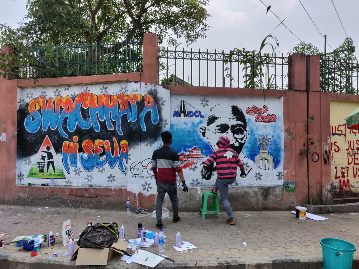 Swachhata Hi Sewa (SHS) campaign Wall painting at Imphal town