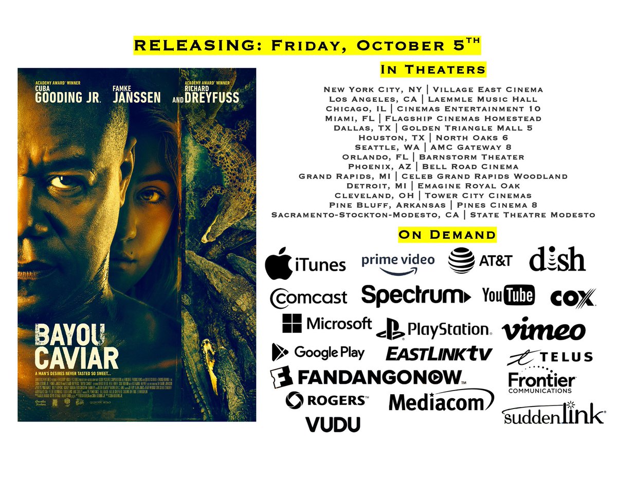 #BayouCaviar releases this Friday in Theaters AND On Demand. #NoExcuses. #Producer