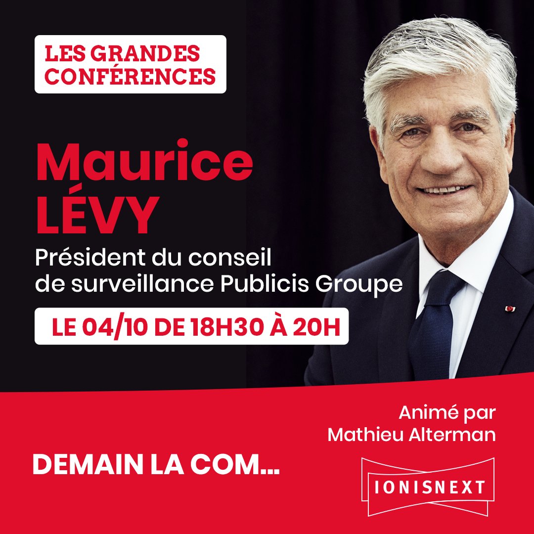 IONISx (@ionisx) on Twitter photo A tous les #Anciens du <a href="/Groupe_IONIS/">Groupe IONIS</a> : Venez rencontrer et échanger avec Maurice Lévy, Président du conseil de surveillance de <a href="/PublicisGroupe/">Publicis Groupe</a>, ce soir de 18h30 à 20h00 au 95 av. Parmentier, sur "Demain la Com" ! Inscriptions par ici 👉🏼 ow.ly/jtB330lZZ2D A tous les #Anciens du <a href="/Groupe_IONIS/">Groupe IONIS</a> : Venez rencontrer et échanger avec Maurice Lévy, Président du conseil de surveillance de <a href="/PublicisGroupe/">Publicis Groupe</a>, ce soir de 18h30 à 20h00 au 95 av. Parmentier, sur "Demain la Com" ! Inscriptions par ici 👉🏼 ow.ly/jtB330lZZ2D